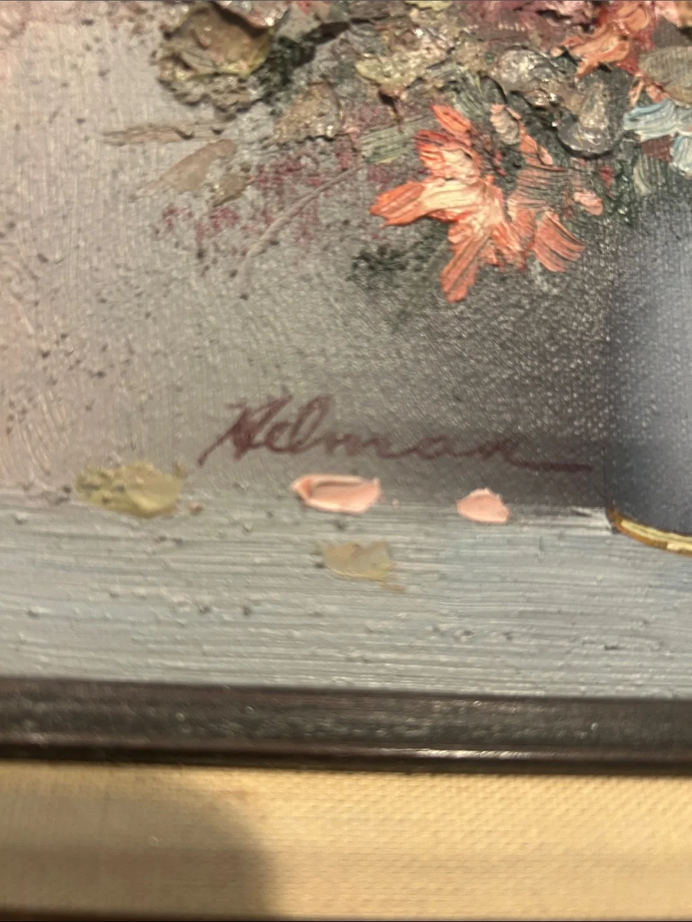 Vintage original thick, textured oil painting, signed Helman